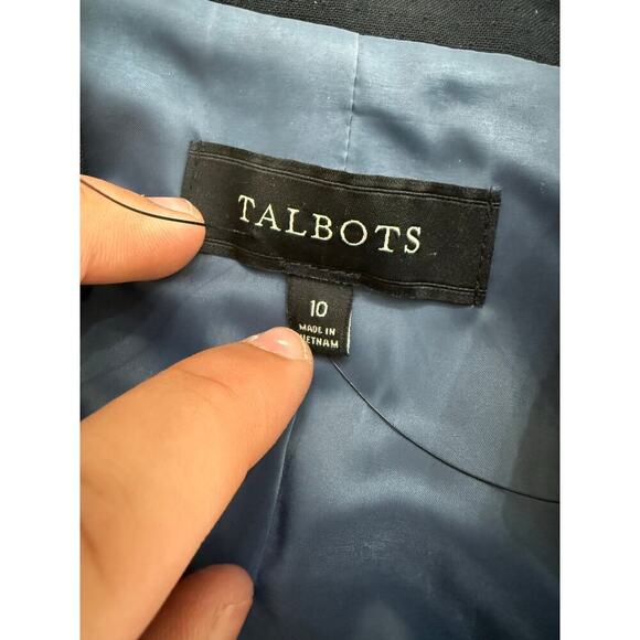 Talbots Women's Blue Wool Blend Micro Dot Blazer Jacket & Pants 2pec Set Size 10 - Picture 6 of 9